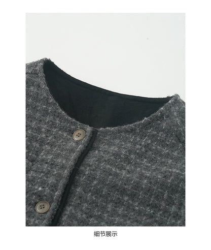 【H5475】實拍小香風粗花呢氣質保暖夾棉外套251109