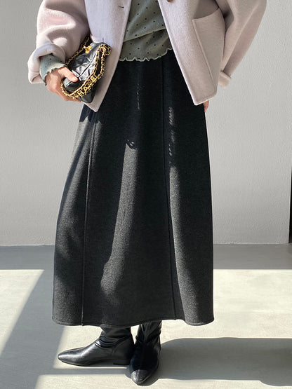 【cimz6392】實拍極簡內加絨加厚高腰毛呢長裙（羊毛3)251120