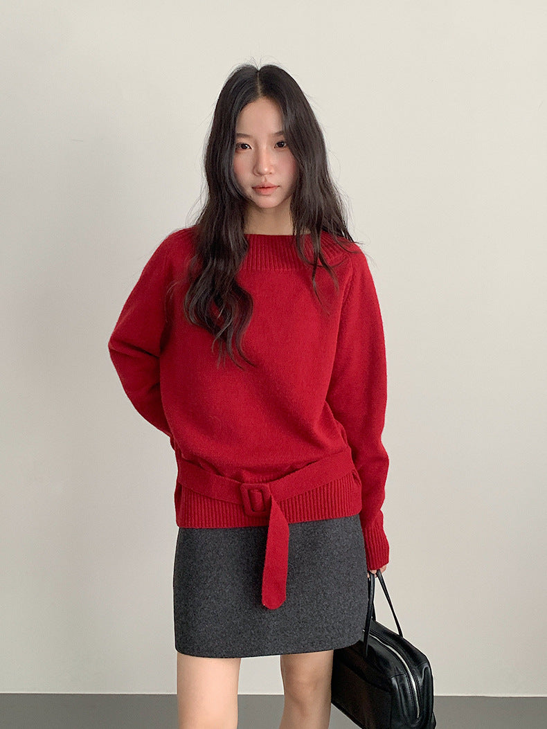 【LD11062】實拍慵懶高級感北極融針織毛衣（可拉一字肩）251209