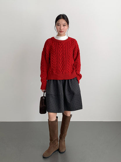 【LD11003】實拍冬季加厚麻花長袖圓領毛衣251110