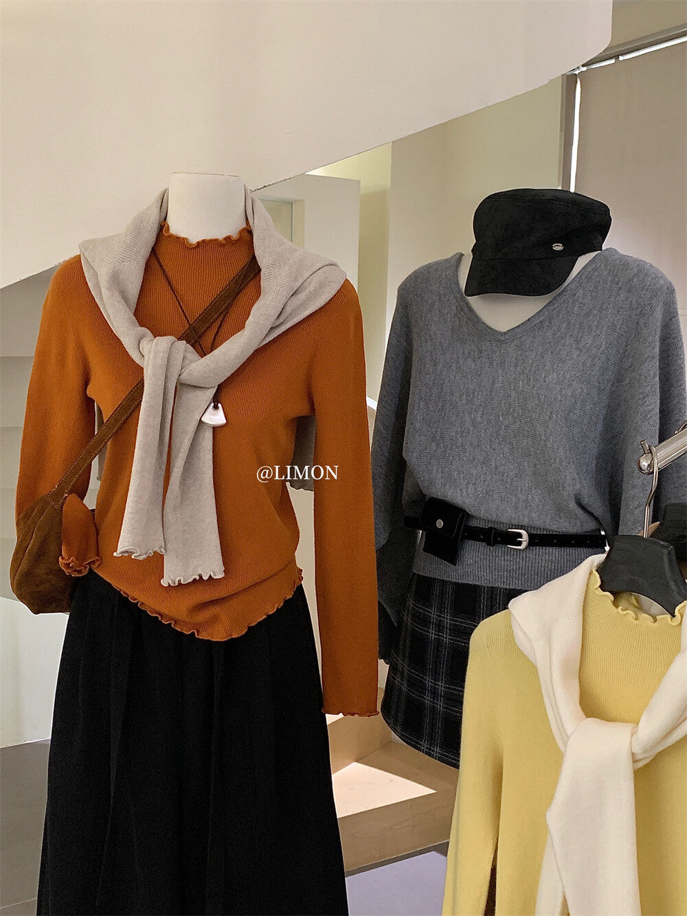 【LDF006】檸檬家親膚絨木耳邊半高領長袖針織衫251117