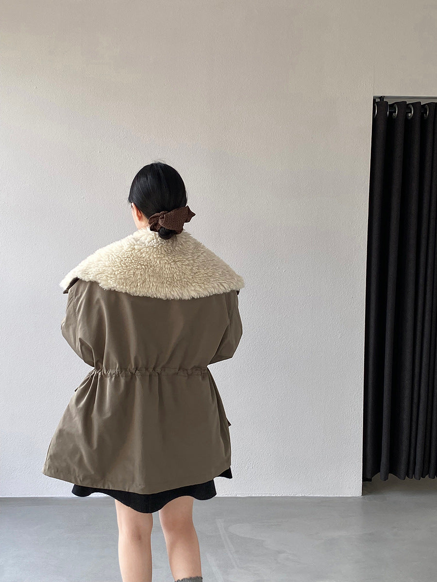 【cimz1727】實拍行走的火爐重工牛角扣大翻領工裝羽絨外套大衣(白鴨絨50)251120