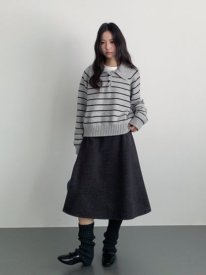 【LD11063】實拍復古條紋加厚棉羊絨針織毛衣251209