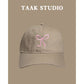 【M1681】韓國小眾設計師款粉色蝴蝶結刺繡棒球帽240323