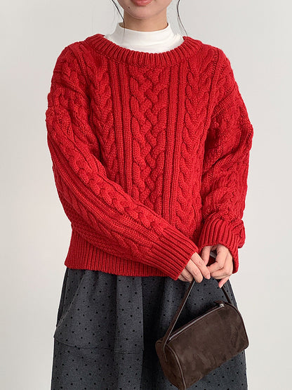 【LD11003】實拍冬季加厚麻花長袖圓領毛衣251110