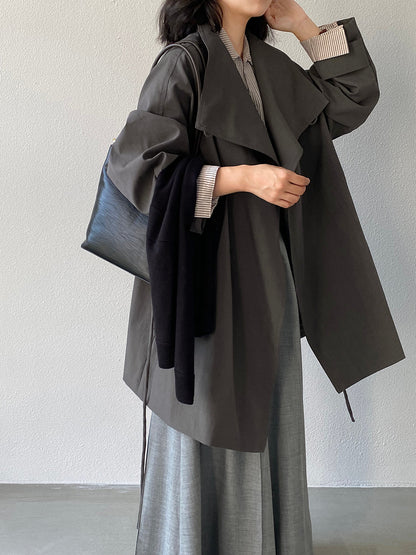 【cim1659】實拍秋冬復古英倫翻領風衣外套＋繫帶251030