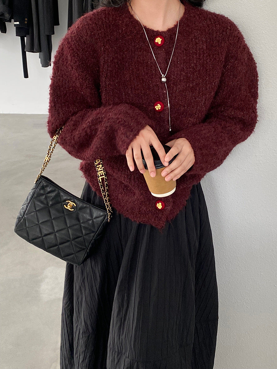 【cimz1391】實拍毛茸茸可愛羊毛針織毛衣開衫（羊毛14%)251201