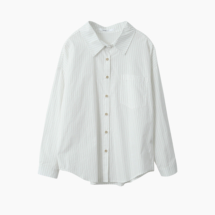 【LD003】實拍中性棉100氣質寬鬆條紋襯衫251103