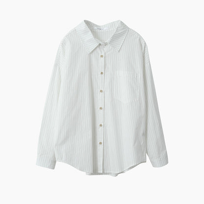 【LD003】實拍中性棉100氣質寬鬆條紋襯衫251103