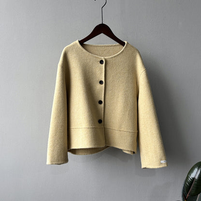 【Y8522】實拍高單氣質簡約綿羊毛呢外套（棉羊毛52%)251106