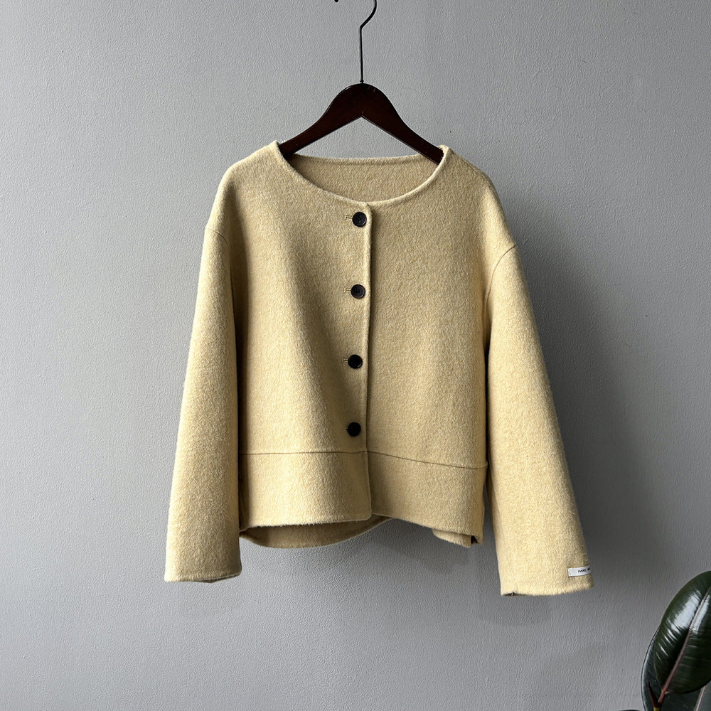 【Y8522】實拍高單氣質簡約綿羊毛呢外套（棉羊毛52%)251106