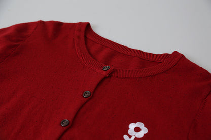 【LD3196】實拍刺繡小花長袖針織小外套250929