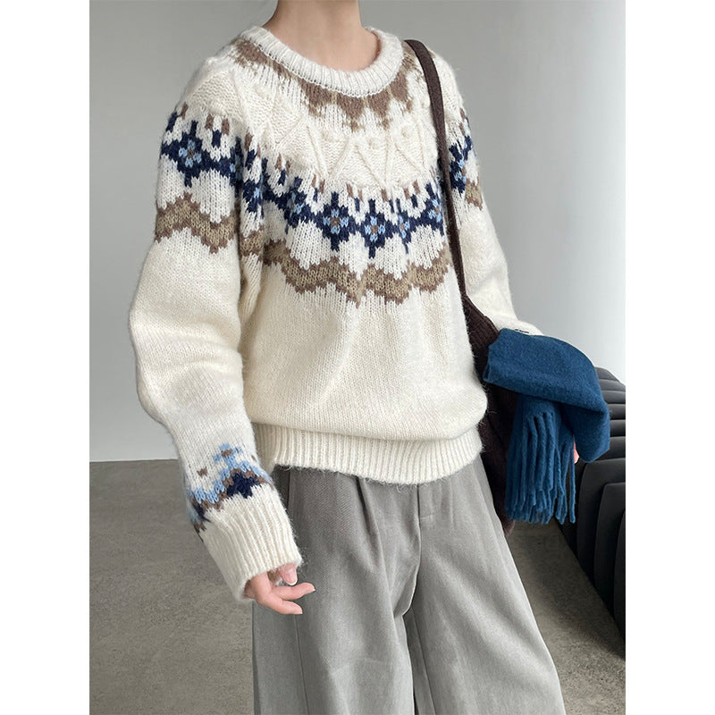 【cimMB850】實拍冬季必備复古費爾島提花針織毛衣251114