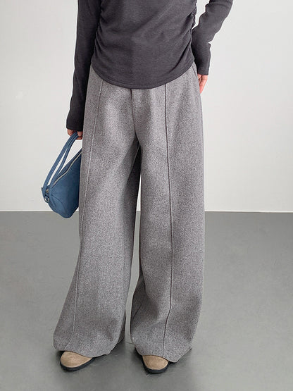 【LD11011】實拍S~XL設計感毛呢西裝闊腿褲251110