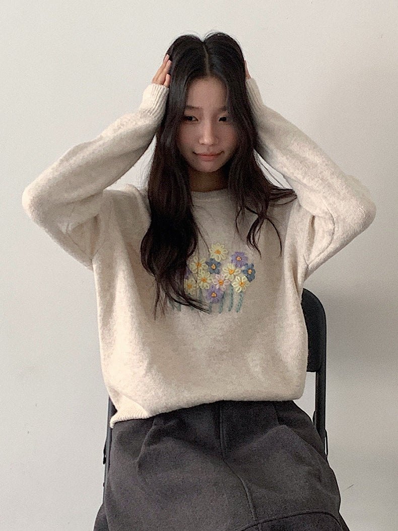 【LD11038】實拍立體小花針織衫251202