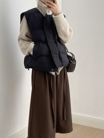 【Y82635】實拍秋冬簡約圓領棉背心251106