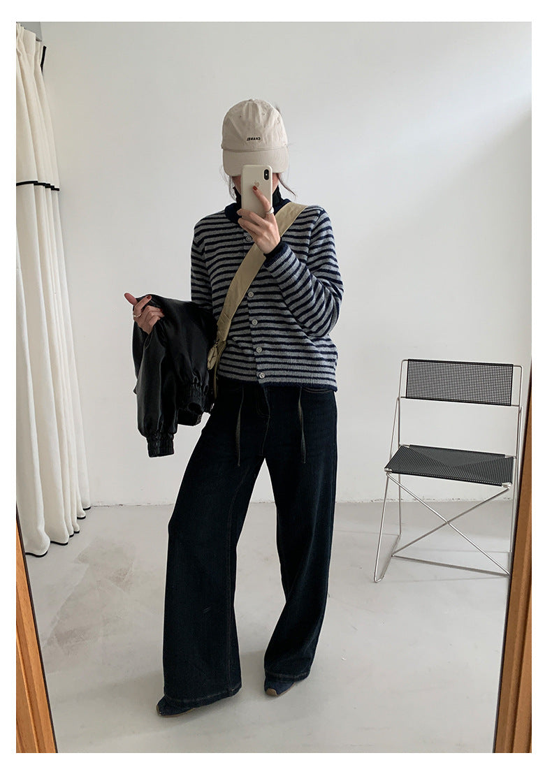 【H5477】實拍S~XL復古加厚高腰直筒牛仔褲251109