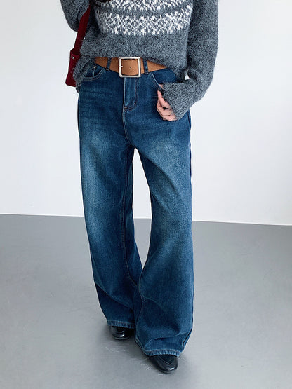 【LD11010】實拍S~XL復古加絨加厚高腰直筒牛仔褲251110
