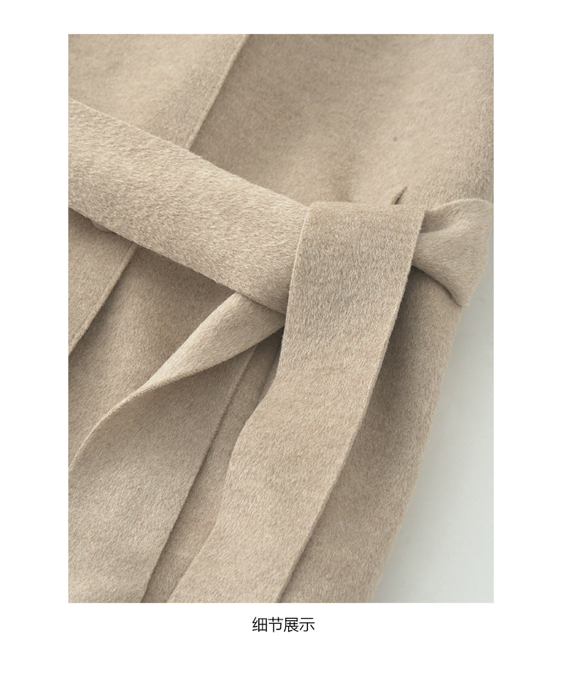 【H5479】實拍秋冬英倫翻領束腰雙面呢羊絨長外套251109