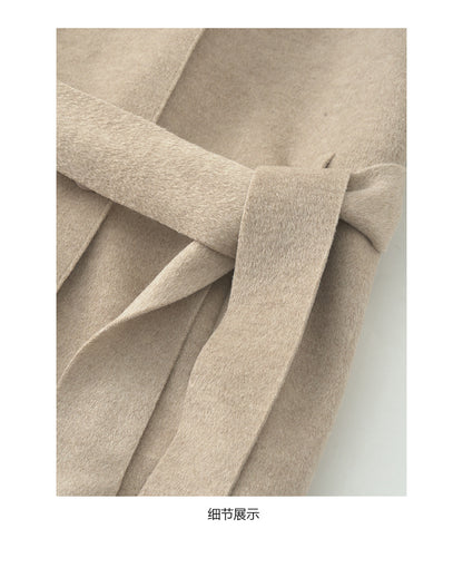 【H5479】實拍秋冬英倫翻領束腰雙面呢羊絨長外套251109