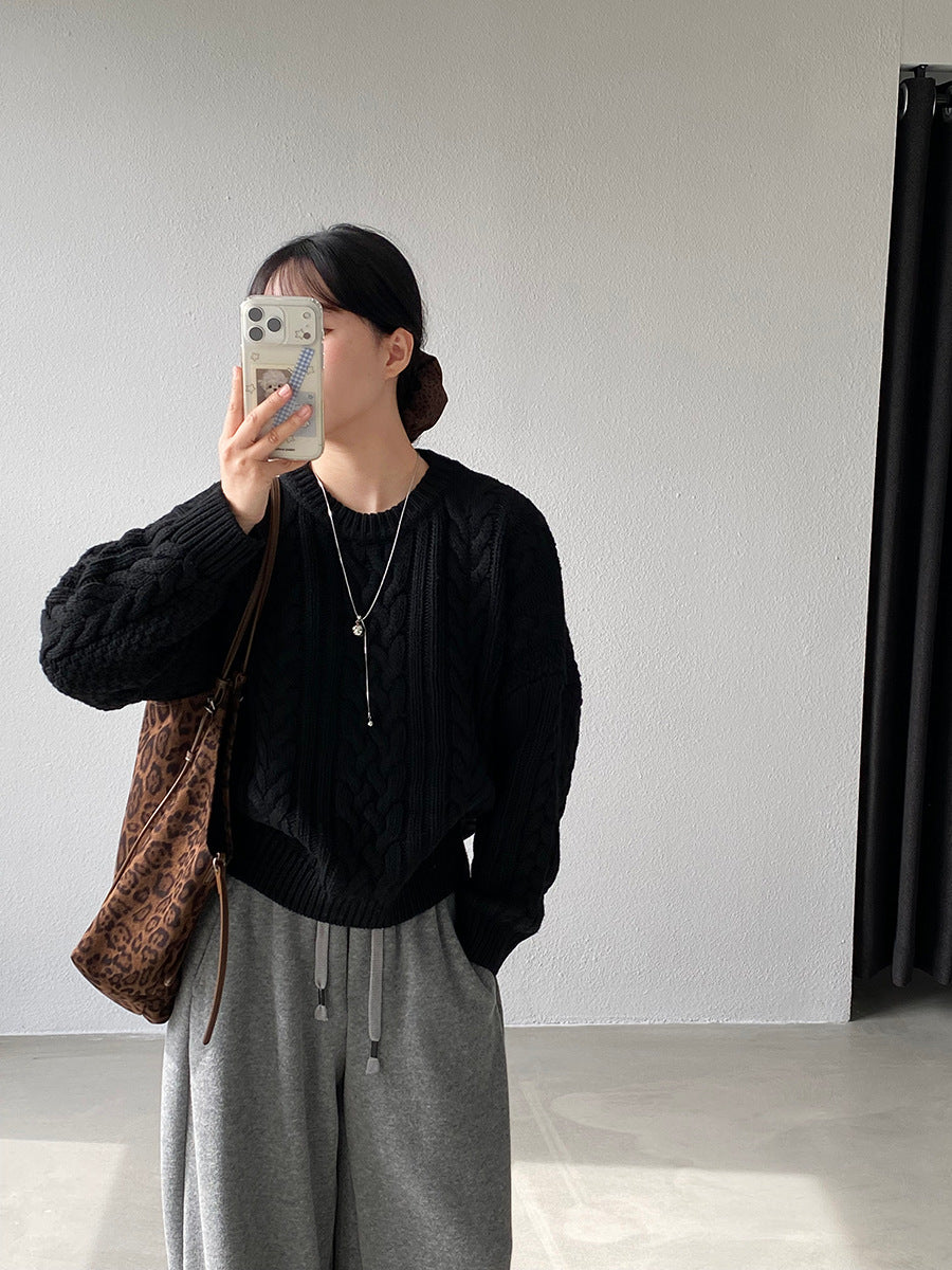 【cimz1398】實拍復古加厚保暖棒針麻花針織毛衣（棉羊毛17)251120