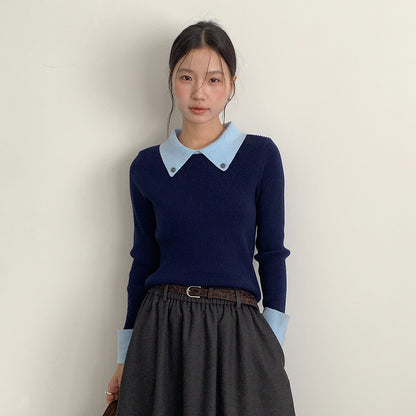 【LD11026】實拍絕美法式針織坑條假2件針織衫251124