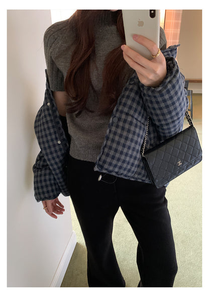 【H5516】實拍高領氣質短袖針織衫251125