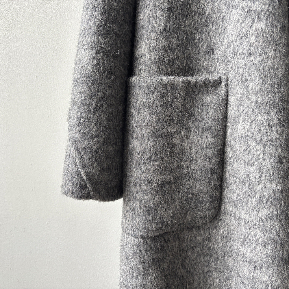 【Y25527】實拍高單質感雙面羊毛呢立領大衣（棉羊毛68%)251106