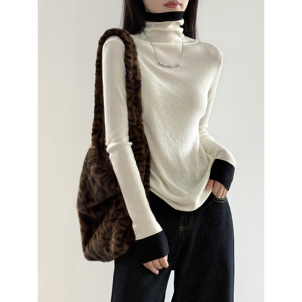 【Y352】實拍撞色高領針織衫（含羊毛10%)
251106