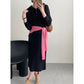 【cimXS853】實拍韓國寬鬆顯瘦坑條連帽針織裙231004
