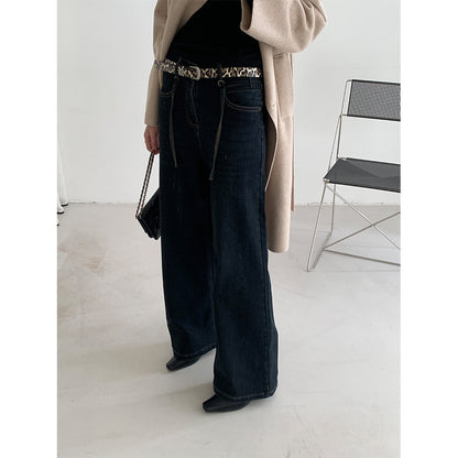 【H5477】實拍S~XL復古加厚高腰直筒牛仔褲251109