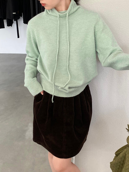 【cimz1374】實拍極簡淨色高領抽繩針織毛衣251120