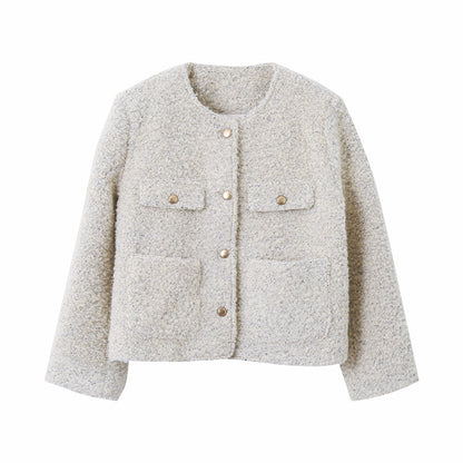 【LD9507】實拍高級感小香風粗花呢子外套251110