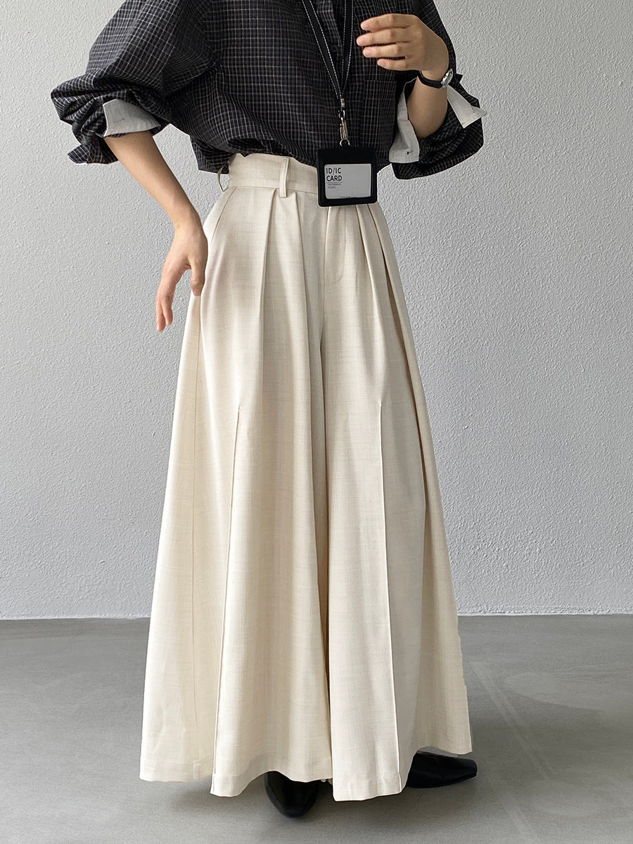 【cim1653】實拍秋日必備高腰壓褶大擺西裝褲251030