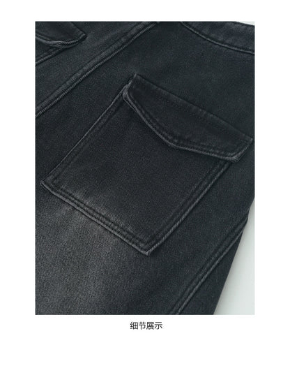 【H5563】實拍S~XL復古刷毛加厚高腰繭型牛仔寬褲251216