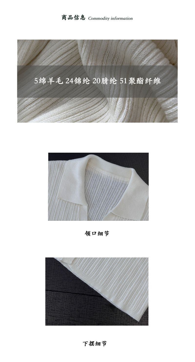 【cim6901】實拍慵懶紙片人polo領針織衫251030