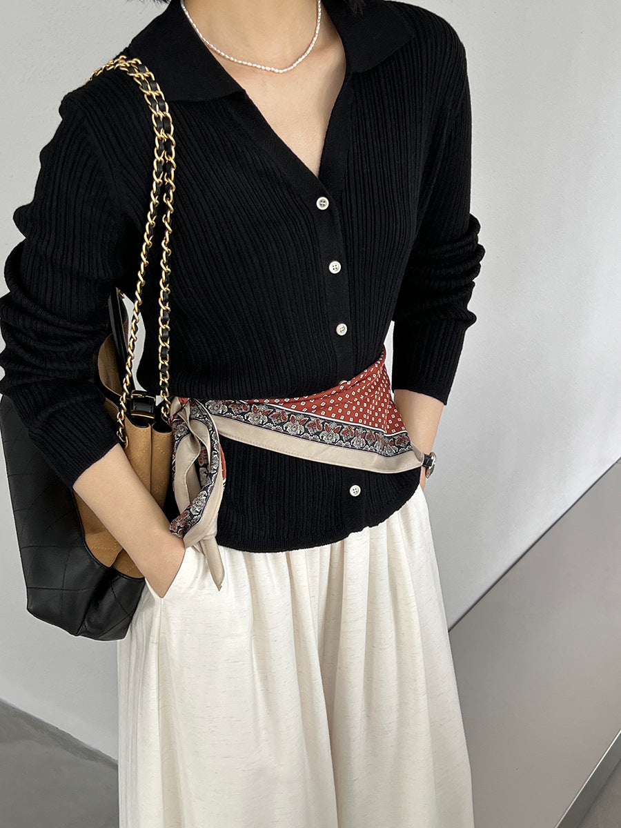 【cim6901】實拍慵懶紙片人polo領針織衫251030