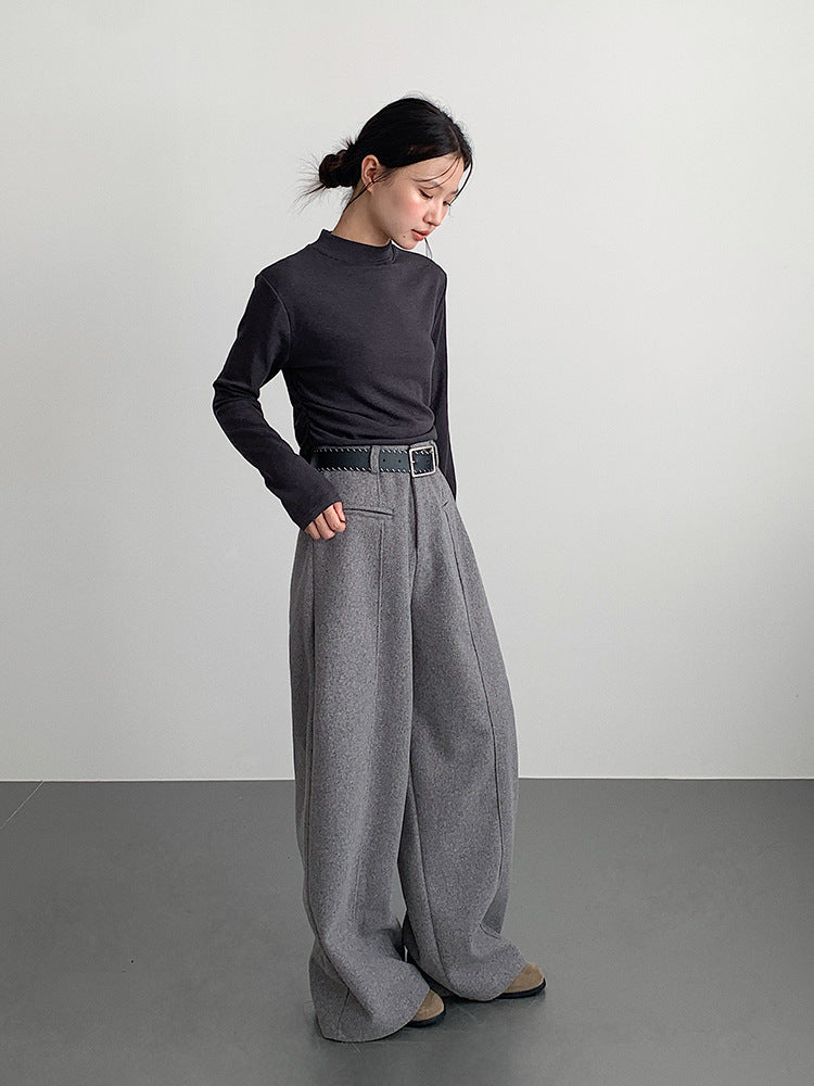 【LD11011】實拍S~XL設計感毛呢西裝闊腿褲251110