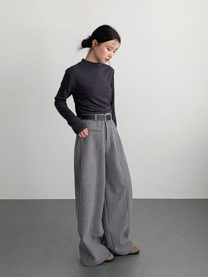 【LD11011】實拍S~XL設計感毛呢西裝闊腿褲251110