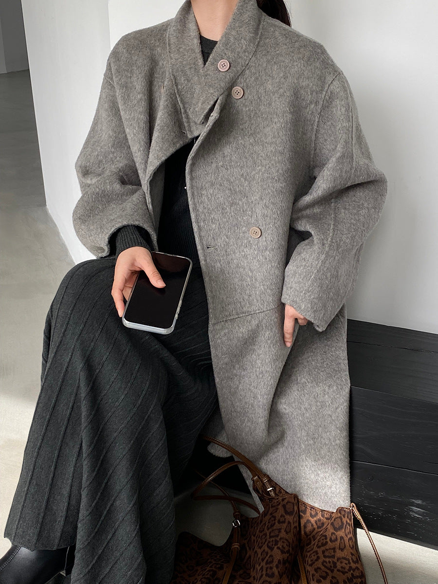 【cimz629065】實拍高級感貴氣重磅氣質羊毛桑蟬絲大衣外套251128