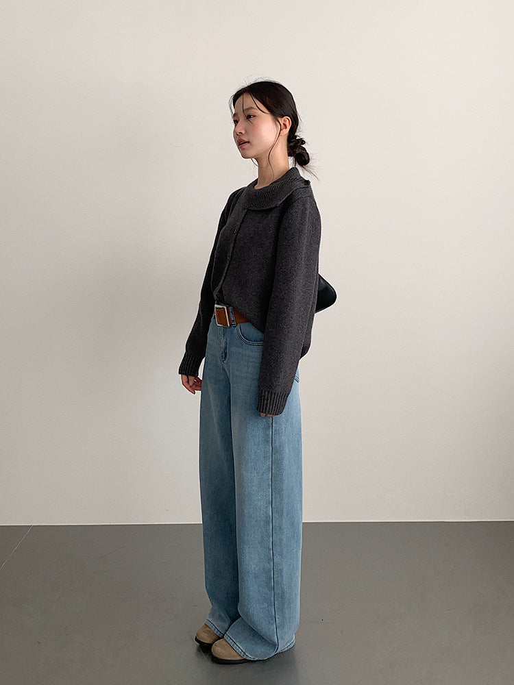 【LD11010】實拍S~XL復古加絨加厚高腰直筒牛仔褲251110