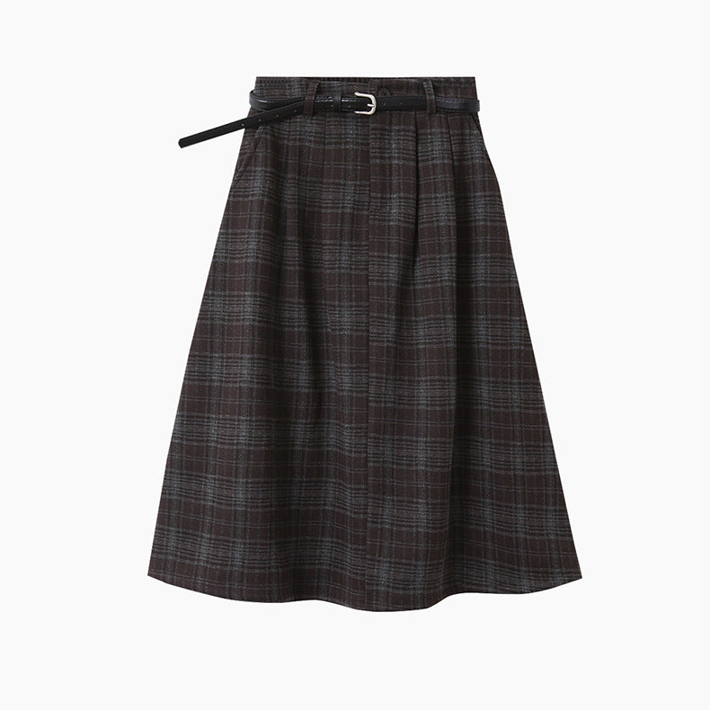 【LD11071】實拍氣質復古格紋毛呢a字裙251209