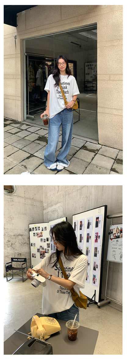 【H5256】實拍夏季寬鬆字母印花T恤250513