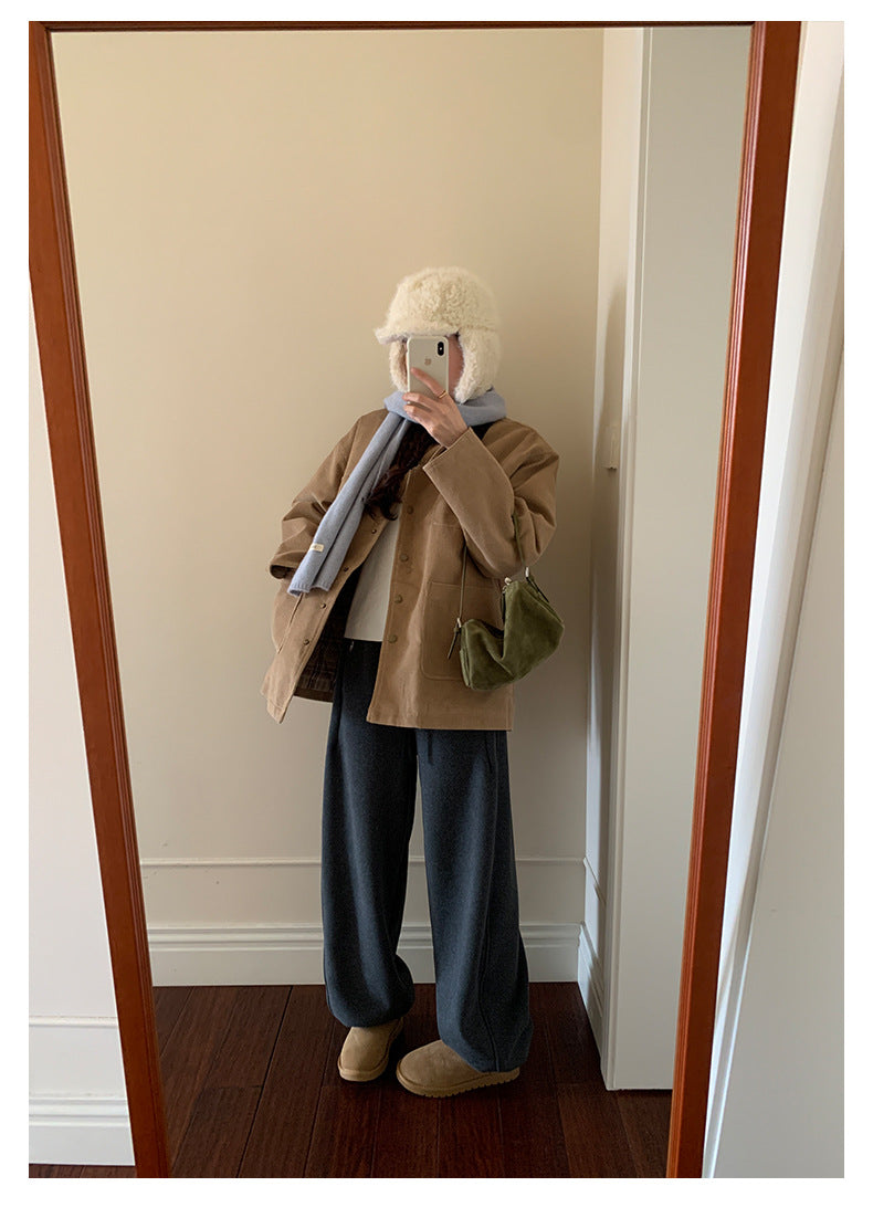 【H5508】實拍M~XL懶懶加厚奧粒絨舒適休閒彎刀褲型251118