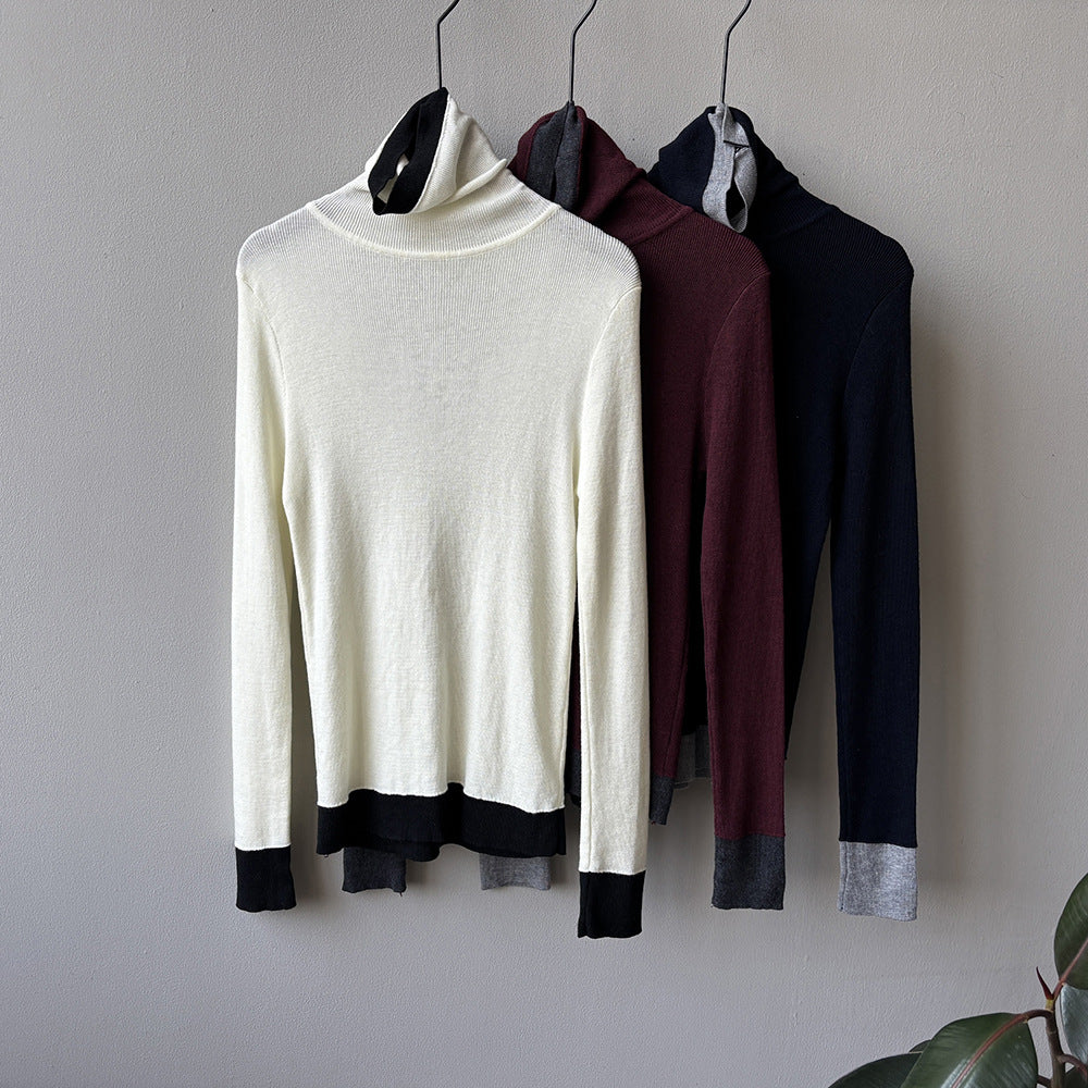 【Y352】實拍撞色高領針織衫（含羊毛10%)
251106