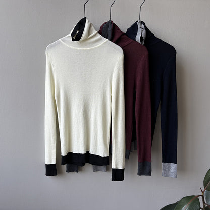 【Y352】實拍撞色高領針織衫（含羊毛10%)
251106