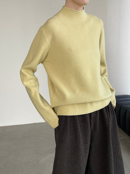 【cimYL713】實拍加厚捲邊半高領保暖針織衫251201