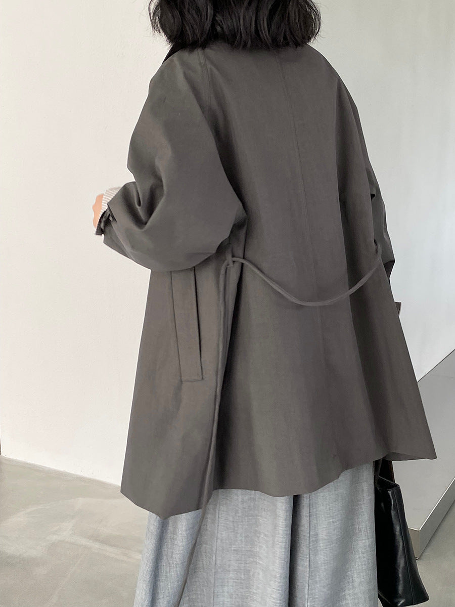 【cim1659】實拍秋冬復古英倫翻領風衣外套＋繫帶251030