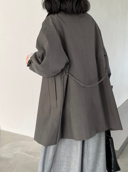 【cim1659】實拍秋冬復古英倫翻領風衣外套＋繫帶251030