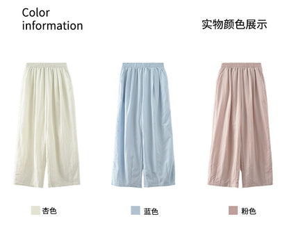 【H5196】實拍夏天超舒服的棉麻褶皺寬鬆闊腿褲250415